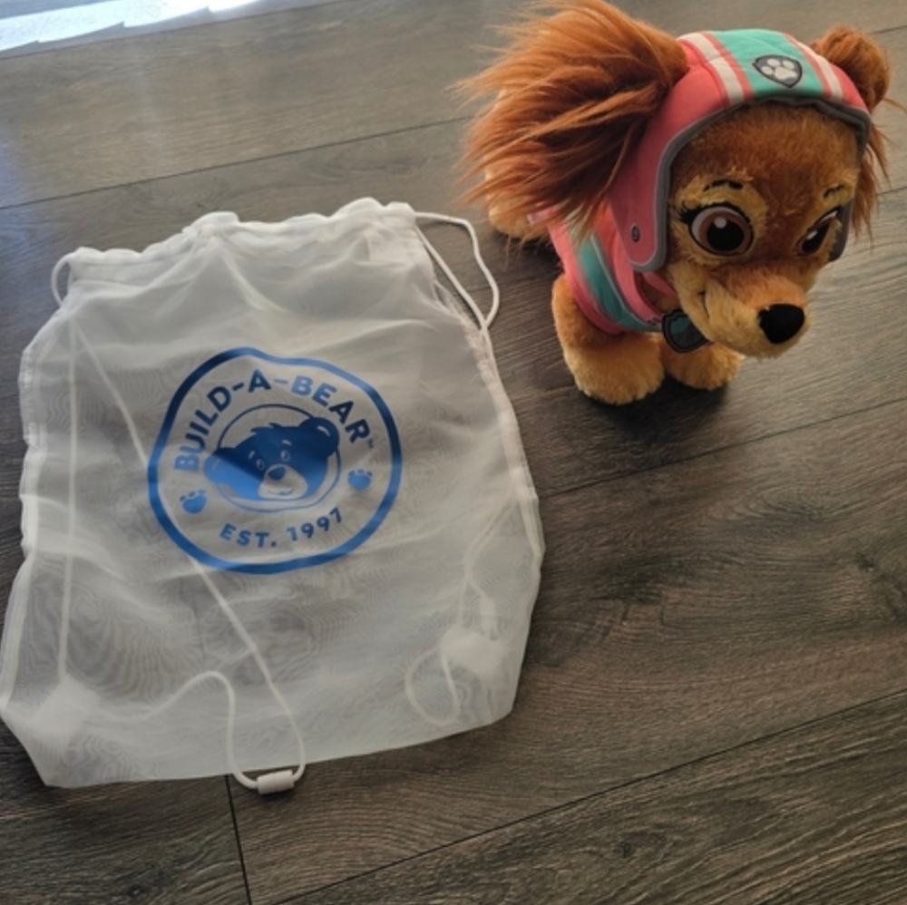Build-A-Bear Plush Dog with Striped Hoodie